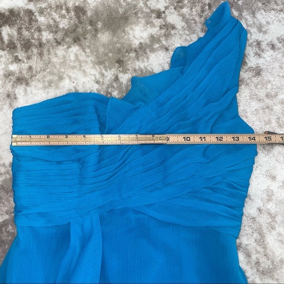 Chiffon cascading one shoulder dress from David’s Bridal in the color blue SZ 2 - Picture 6 of 10